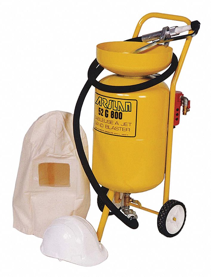 PRESSURE SANDBLASTER, PORTABLE, 8 FT HOSE, 15 CFM, 100 LB CAPACITY, 80 PSI