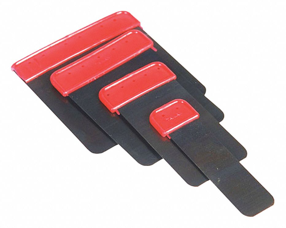 BODY FILLER SPREADERS, RED/BLACK, STEEL BLADE, SET 4