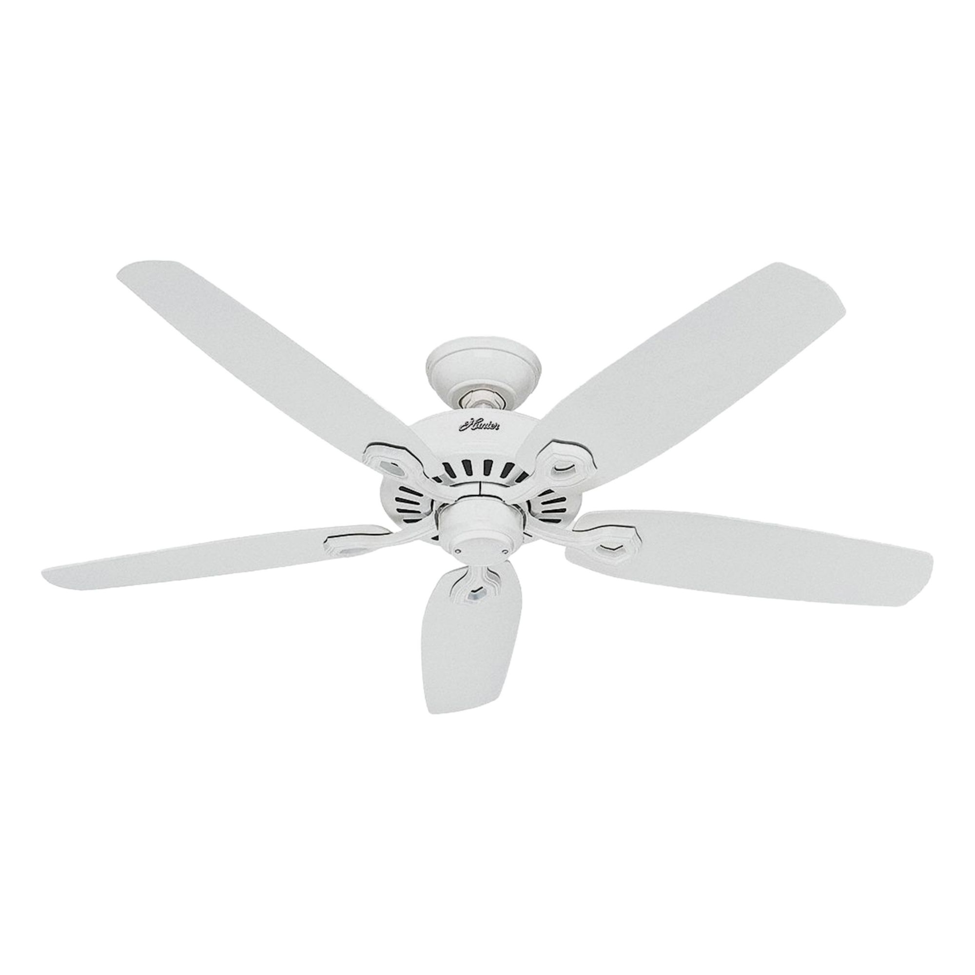 Ceiling Fan: 52 in Blade Dia, Snow White, 3 Speeds, Builder Elite