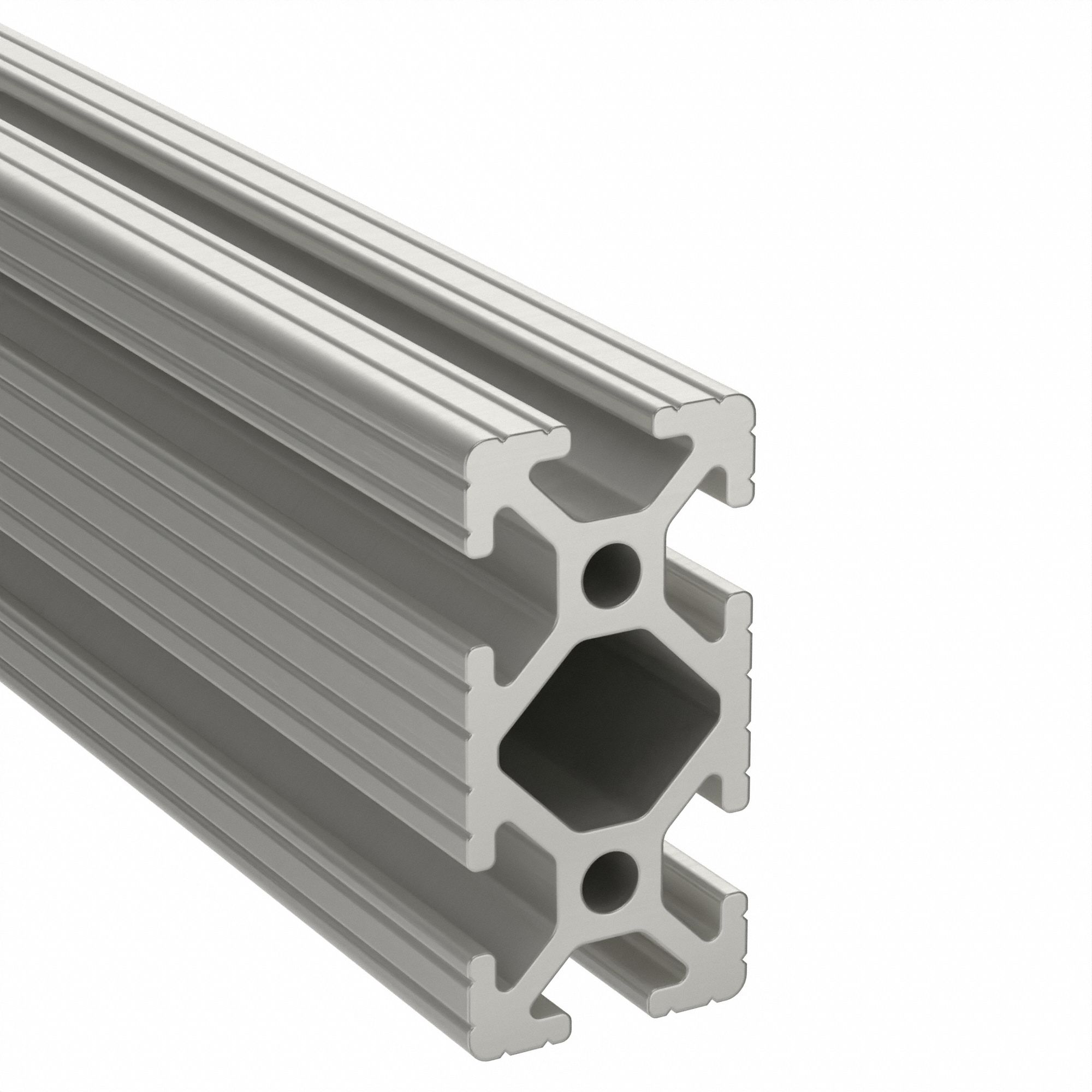 T-Slot Framing Extrusion: 15 Series, 4 ft Lg, 3 in x 1 1/2 in, Silver, Double, Grooved, 6 Slots