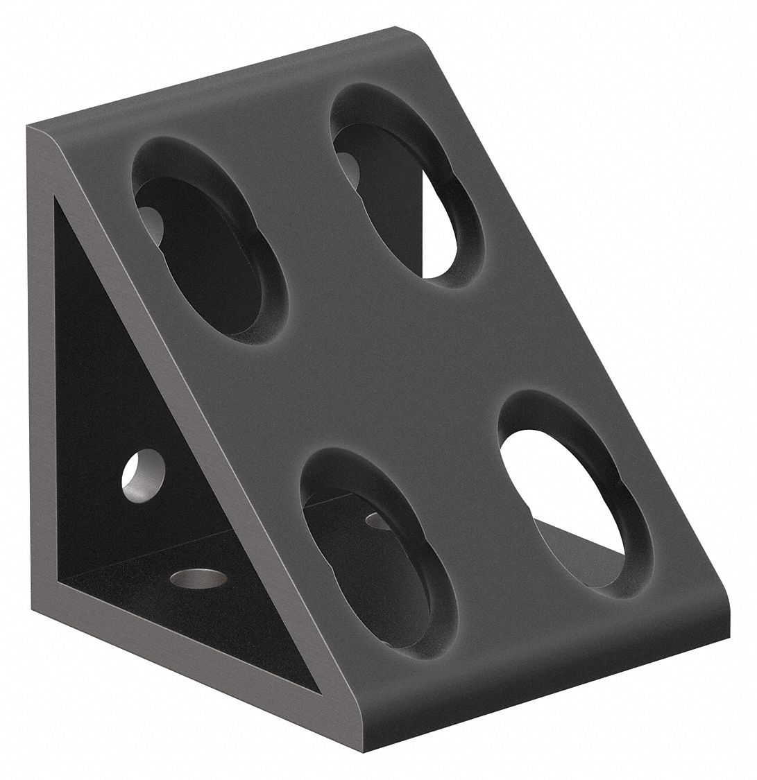 Inside Corner Bracket: Gusseted Inside-Corner Bracket, 15 Series, 3 in x 2 13/16 in x 3 in, 8 Holes