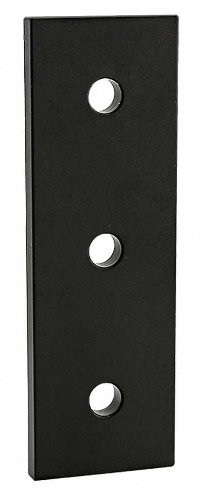 Straight Flat Plate: Straight Flat Plate, 15 Series, 1/4 in x 1 1/2 in x 4 1/2 in, 3 Holes, Black
