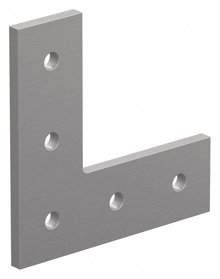 L Flat Plate: L Flat Plate, 15 Series, 1/4 in x 4 1/2 in x 4 1/2 in, For 21/64 in Slot Wd, 5 Holes