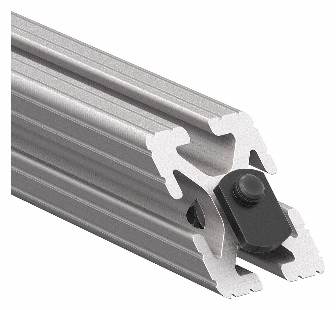 Joining Plate: 45° Support, 15 Series, 12 in x 1 1/2 in x 1 1/2 in, For 21/64 in Slot Wd, 2 Holes