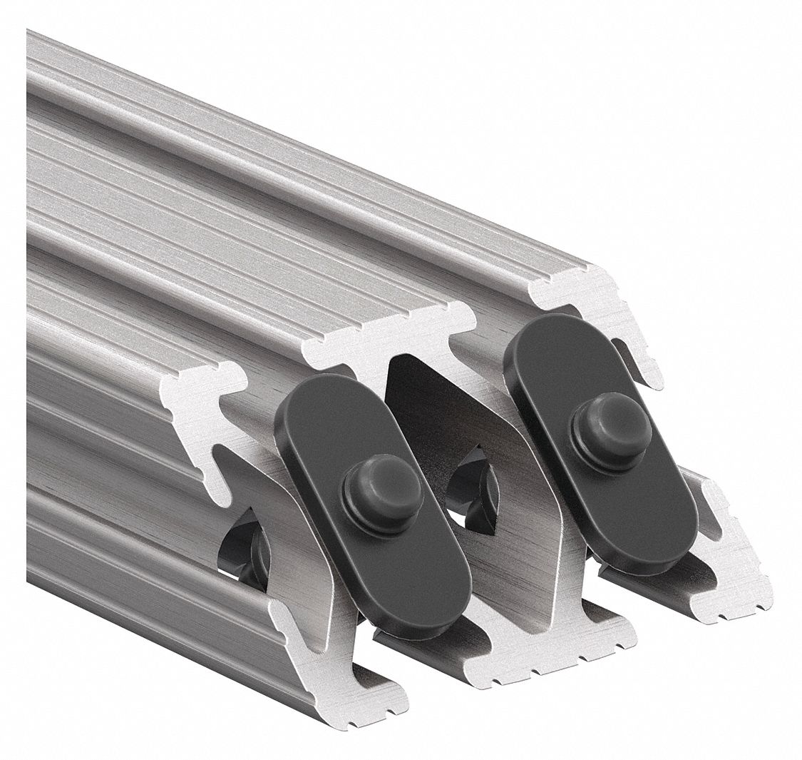 Joining Plate: 45° Support, 10 Series, 12 in x 2 in x 1 in, For 17/64 in Slot Wd, 4 Holes, Gray