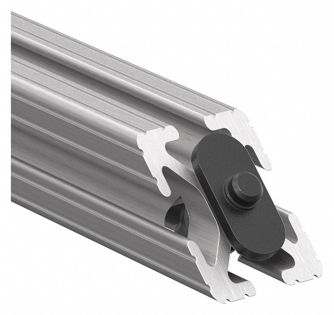 Joining Plate: 45° Support, 10 Series, 12 in x 1 in x 1 in, For 17/64 in Slot Wd, 2 Holes, Gray