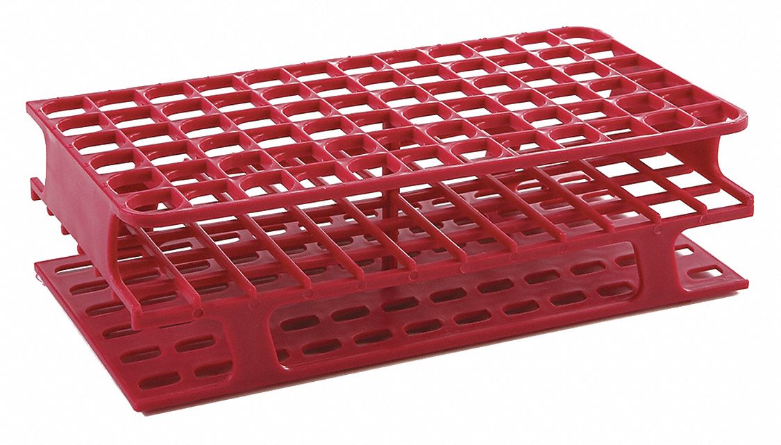 Tube Rack: 2 3/8 in Overall Wd, 8 in Overall Ht, 4 1/8 in Overall Lg, Polypropylene, Magenta