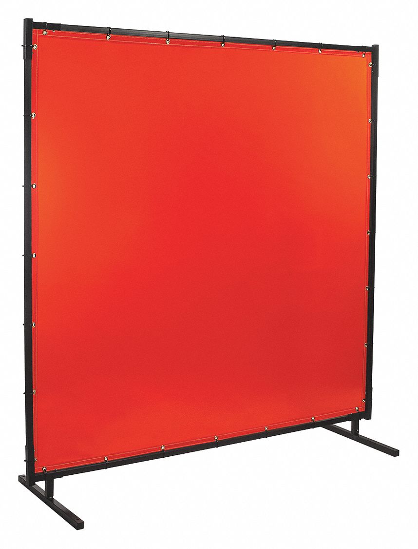 WELDING SCREEN, VINYL, 6 X 6 FT CABLE, ORANGE, 1 IN FRAME