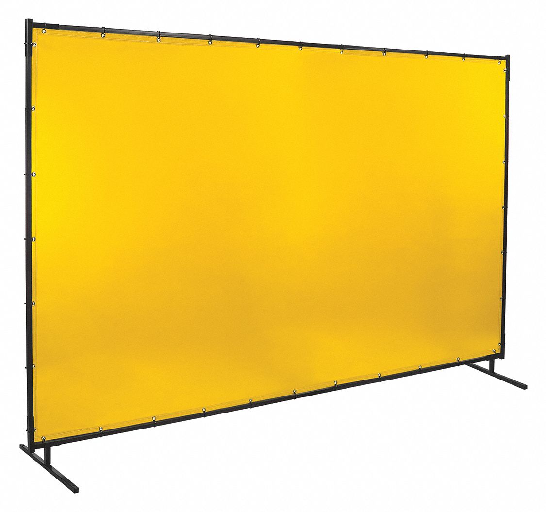 WELDING SCREEN, VINYL, 6 FT HT, 10 FT W, YELLOW, 1 IN FRAME, YELLOW