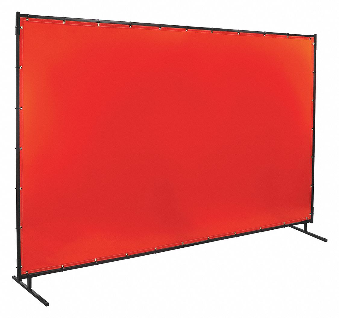 WELDING SCREEN, VINYL, 6 FT HT, 10 FT W, ORANGE, ¾ IN FRAME