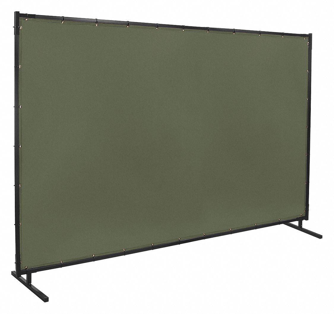 WELDING SCREEN, COTTON DUCK, 6 X 10 FT, OLIVE GREEN, 1 IN FRAME, OLIVE GREEN