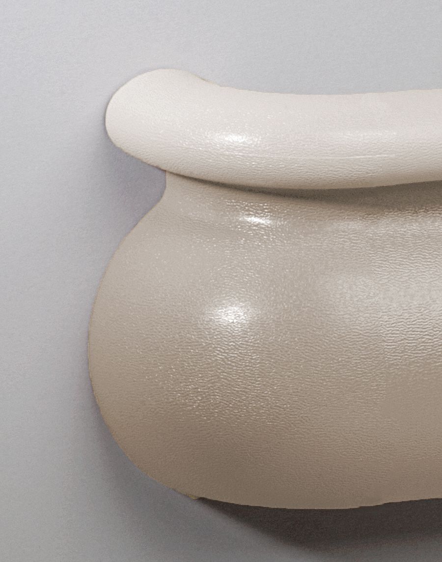 Handrail Return: PVC, Champagne, Not Ligature Resistant, BR-600, 3 3/16 in Overall Lg