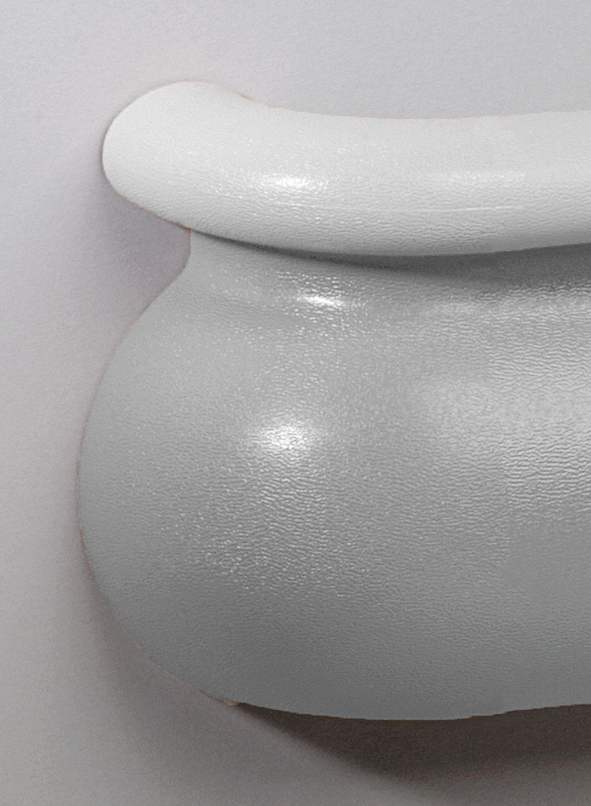 Handrail Return: PVC, Silver Gray, Not Ligature Resistant, BR-600, 3 3/16 in Overall Lg