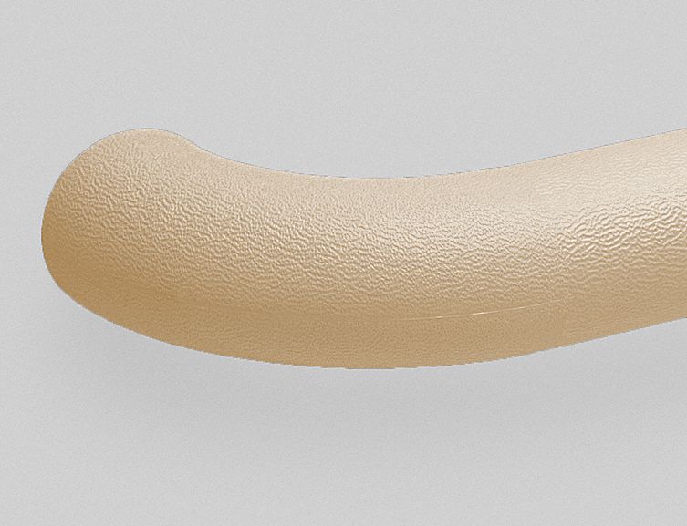 Handrail Return: Left-Hand Return, PVC, Tan, Round, 1 1/2 Inch, 1 1/2 in Mounted Ht