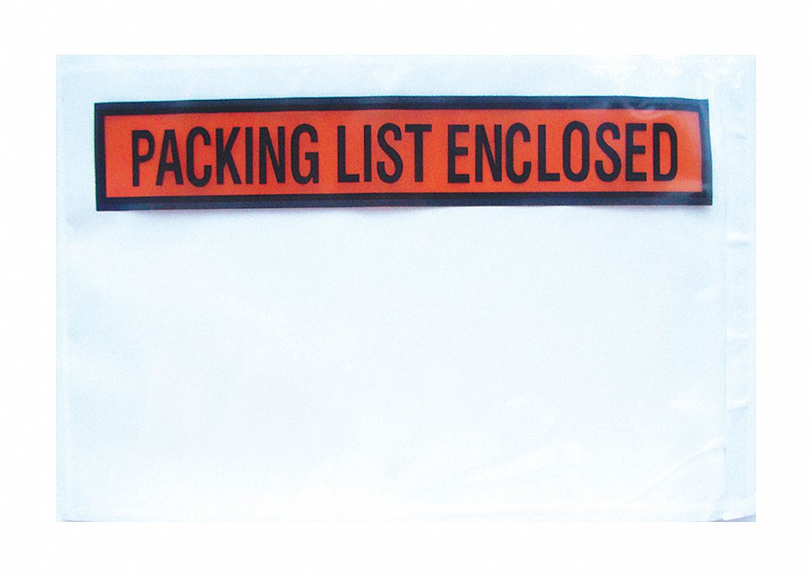 GRAINGER APPROVED Packing List Envelope, Packing List Type General