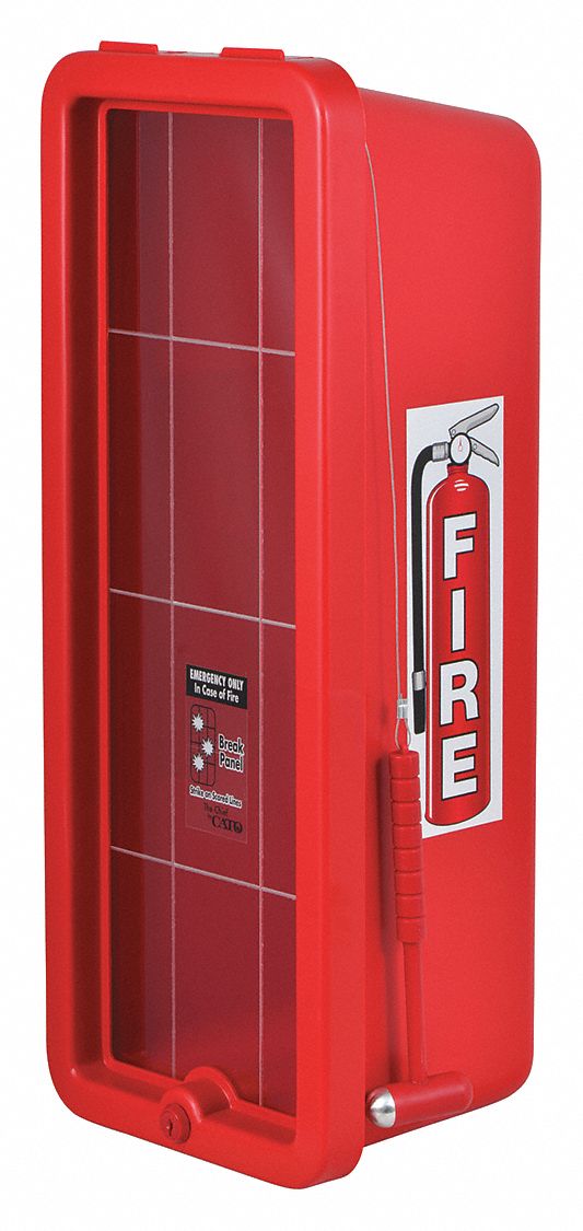Fire Extinguisher Cabinet: Surface Mount Mounting, 10 lb Capacity, Polystyrene, Acrylic
