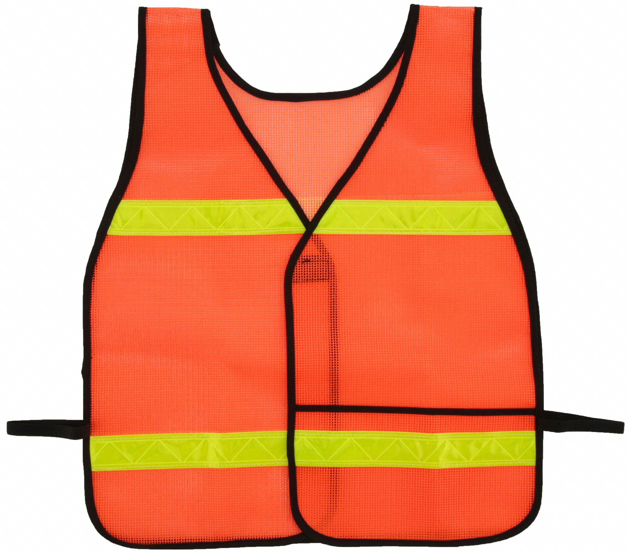 High-Visibility Vest: U, Universal, Orange, Mesh Polyester, Hook-and-Loop, Single