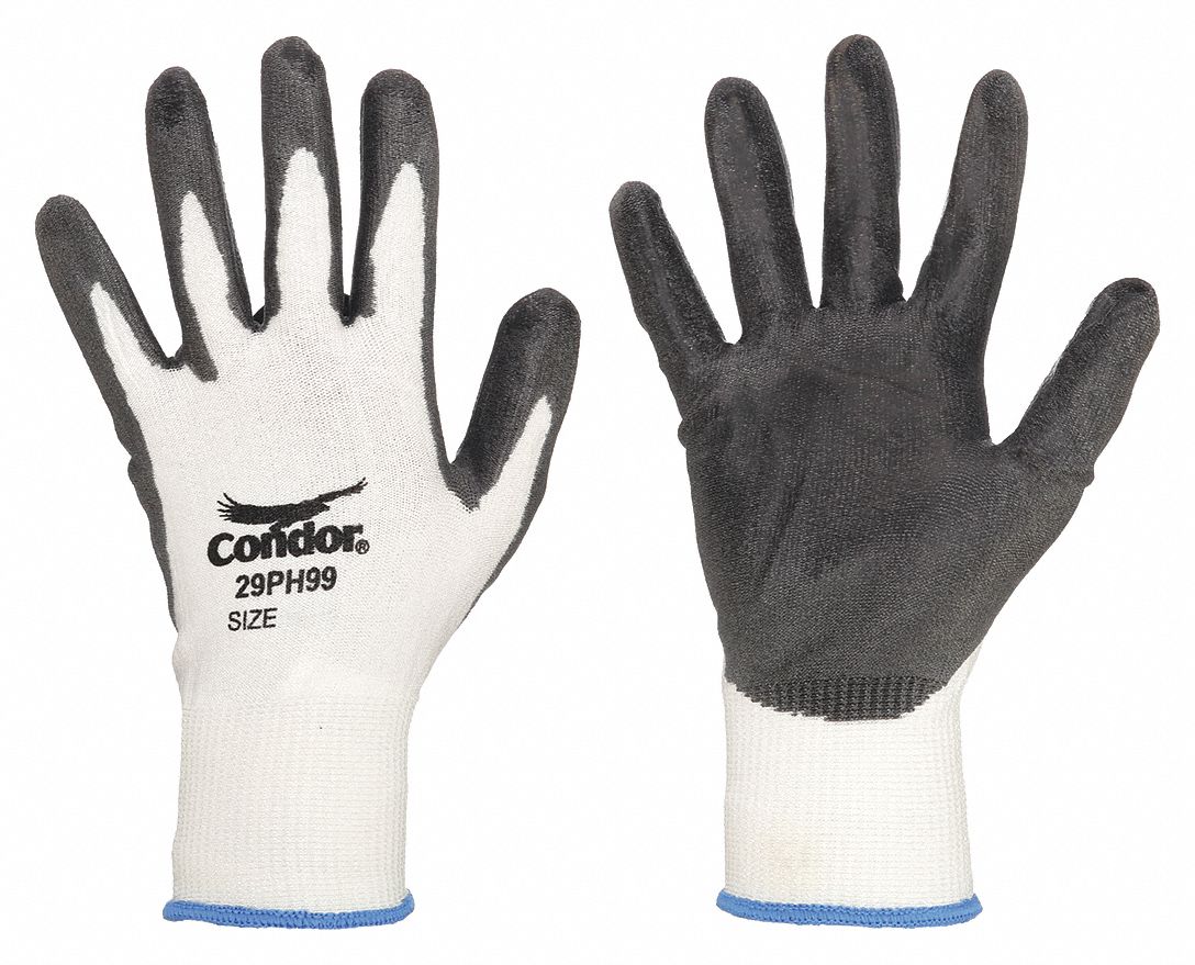 COATED GLOVES, 2XL (11), SMOOTH, PUR, PALM, ANSI ABRASION LEVEL 4, HPPE