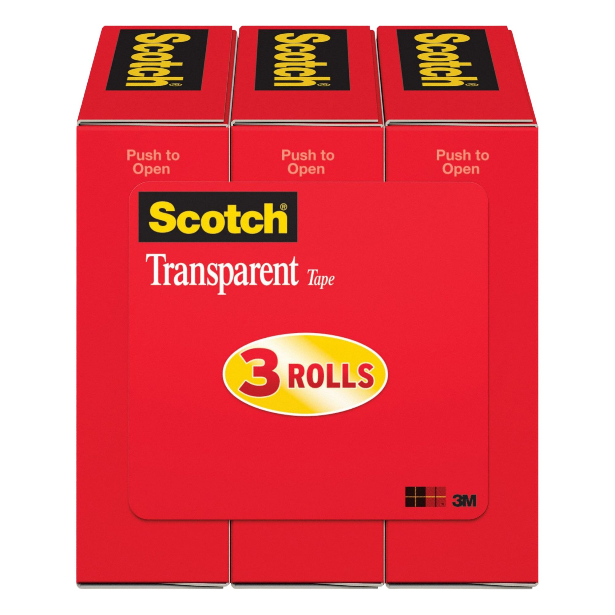Office Tape: 3M™ Scotch™, 600, 3/4 in x 83 ft, 1 in Tape Core Dia, Transparent, Gloss, 3M™, 3 PK