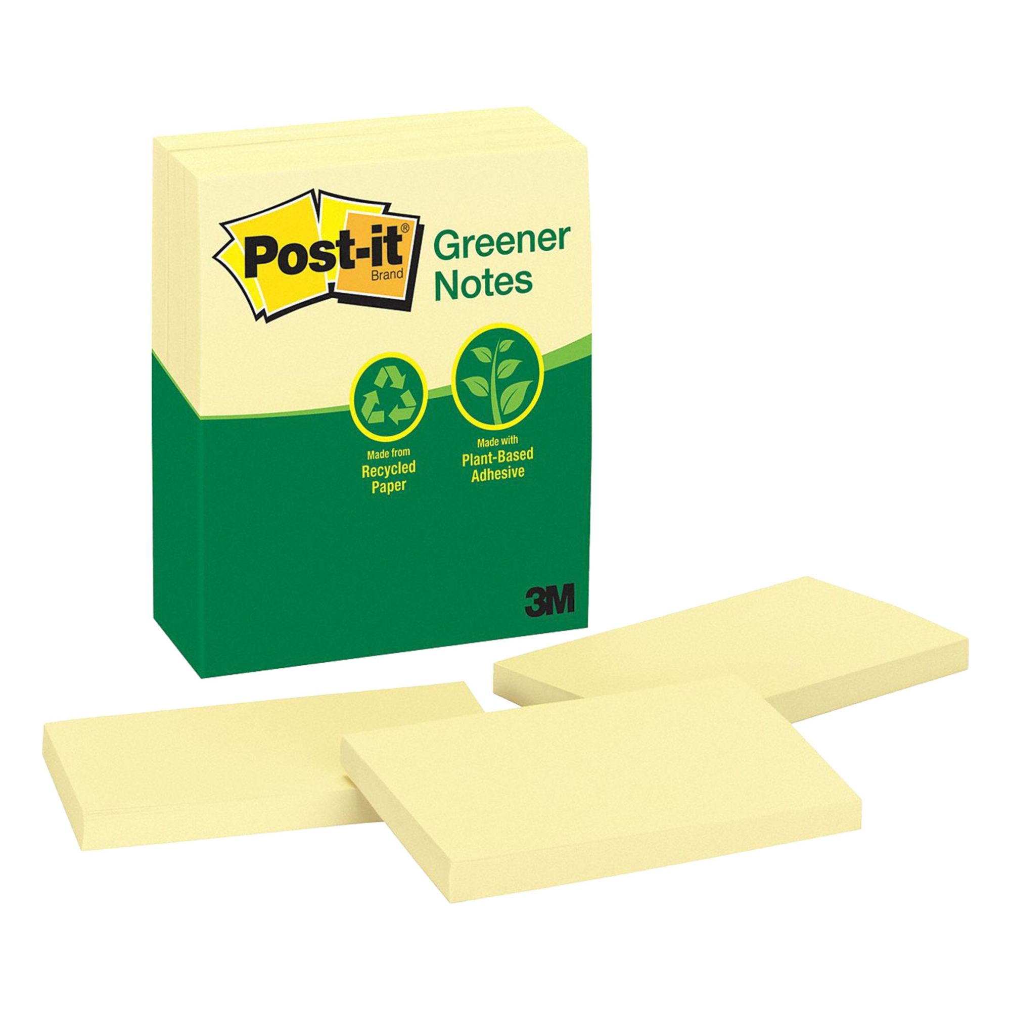 Sticky Notes: Yellow, Std, 100 Sheets per Pad, 12 Pads per Pack, 3 in x 5 in, 12 PK