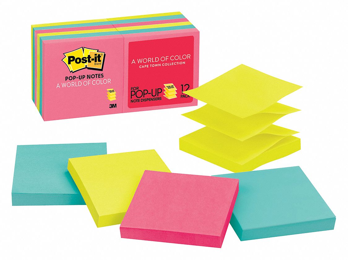 Post-it Notes 3" x 3" Cape Town Collection 100 Sheets/Pad 
