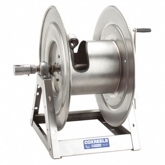 COXREELS Hand Crank Hose Reel: 200 ft (1 in I.D.), 24 in L x 25 1/2 in W x  26 1/8 in H, TFE/P