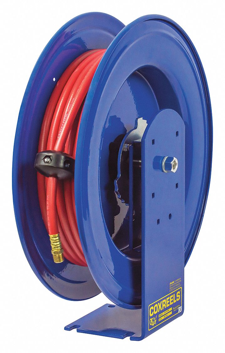 Spring Rewind EZ-Coil hose reel for medium pressure hose 3/4 inch X 50 Feet  1500 PSI (SAE 100R1) hose included