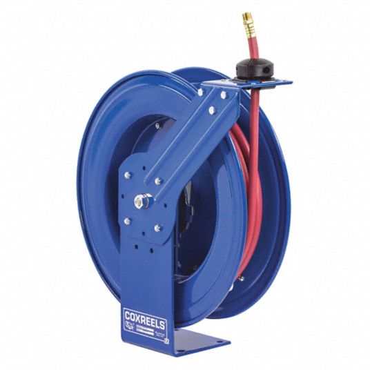 100 ft (3/8 in I.D.), 3/8 in MNPT, Spring Return Hose Reel