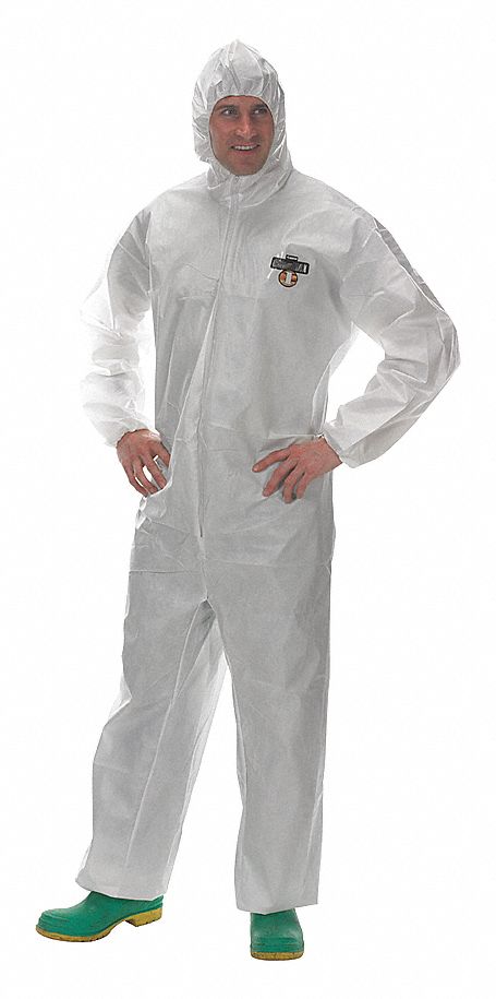 MEN'S COVERALLS, WHITE, SIZE 2XL, 30 IN, REGULAR FIT, ZIPPER, 4.3 OZ FABRIC WEIGHT