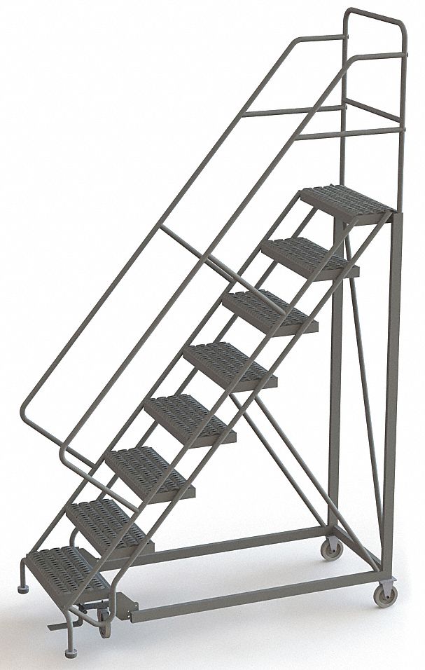 Rolling Ladder, 8 Steps, Serrated Tread