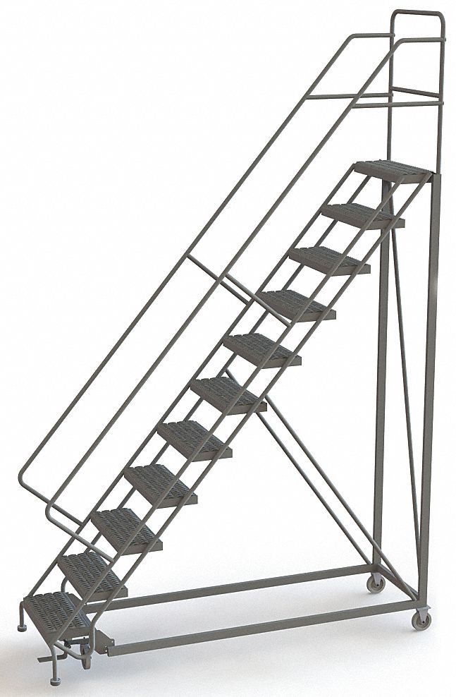 Rolling Ladder, 11 Steps, Serrated Tread