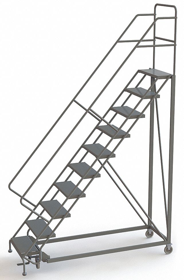 Rolling Ladder, 10 Steps, Perforated Tread