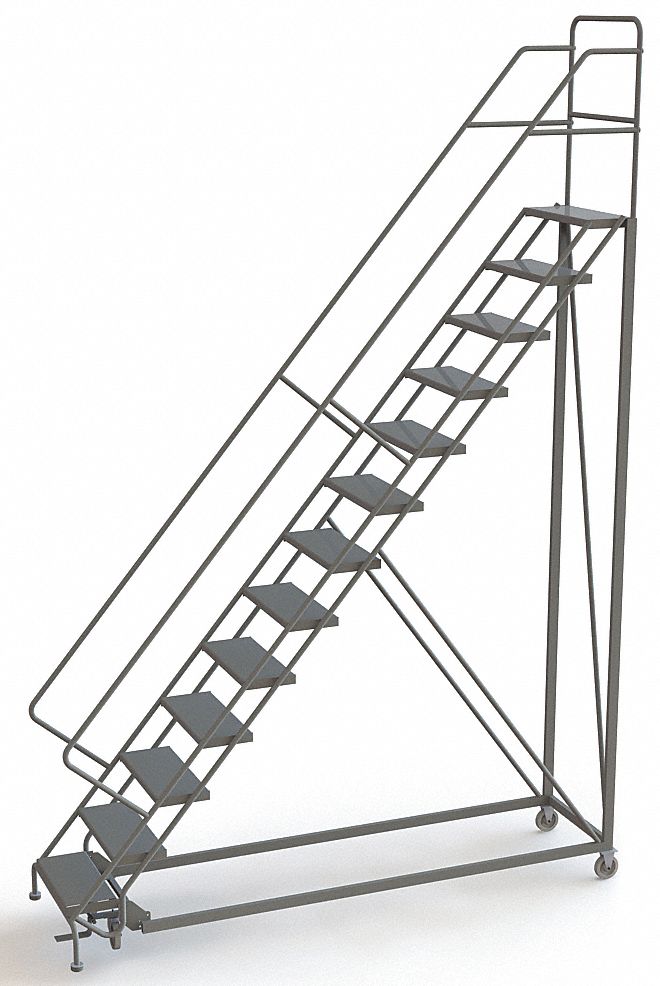 Rolling Ladder, 13 Steps, Perforated Tread