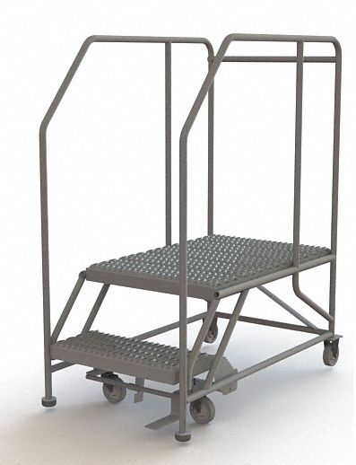 ROLLING WORK PLATFORM,STEEL,2 STEPS