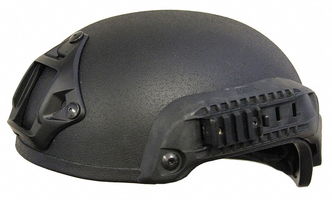 Level IIIA Combat Helmet: M Fits Hat Size, Black, Aramid, 1/2 in Pad Thick, Level IIIA