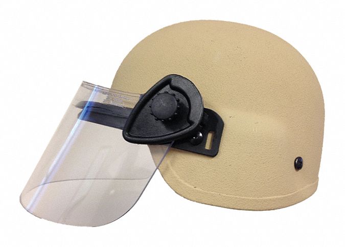 Level IIIA Lightweight Helmet w/ Paulson Face Shield: L Fits Hat Size, Suspension, Tan