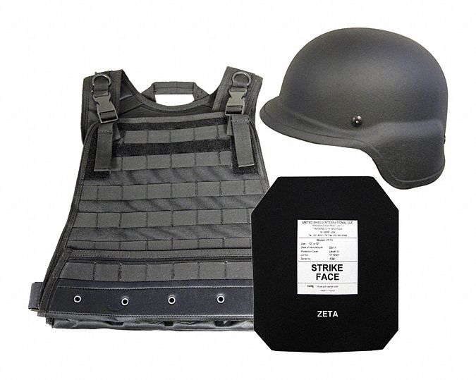 Active Shooter Kit: NIJ 0101.05 Level 4 Ballistics, L, Black, Unisex, Shooters Cut