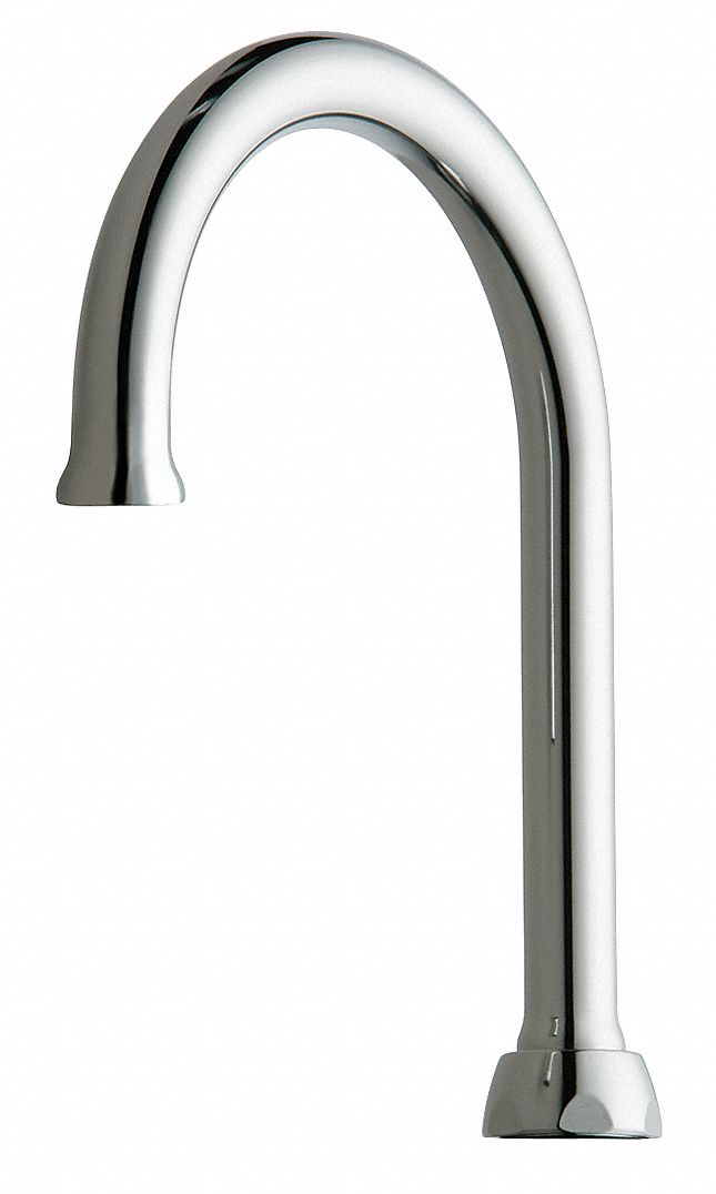 SPOUT: GOOSENECK FAUCET SPOUT, FITS CHICAGO FAUCETS BRAND, CHROME FINISH, MANUAL