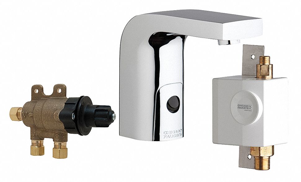 Chicago Faucets, HyTronic, Straight Spout Bathroom Faucet 29RR55116.
