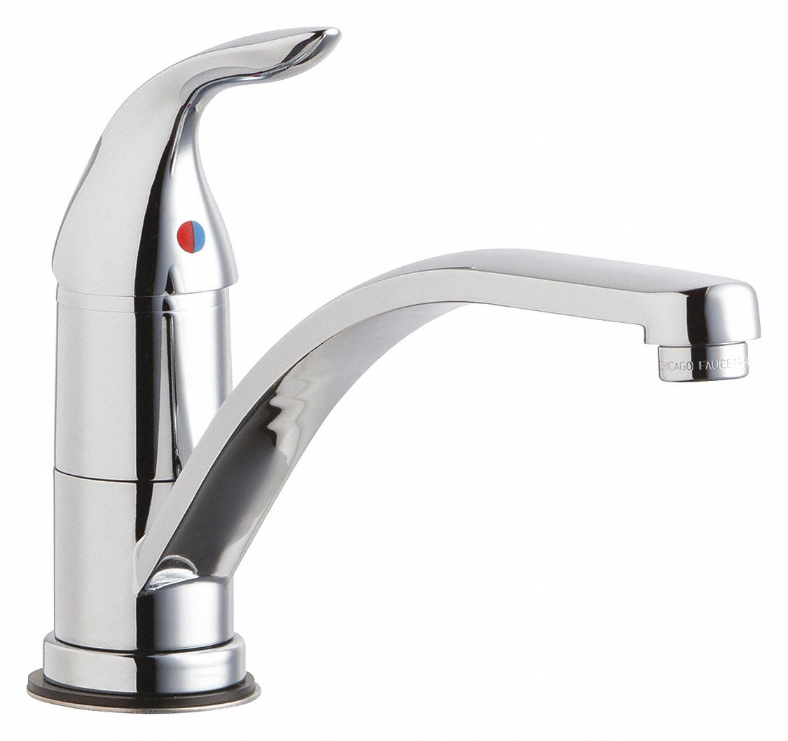 CHICAGO FAUCETS Chrome, Low Arc, Kitchen Sink Faucet, Manual Faucet