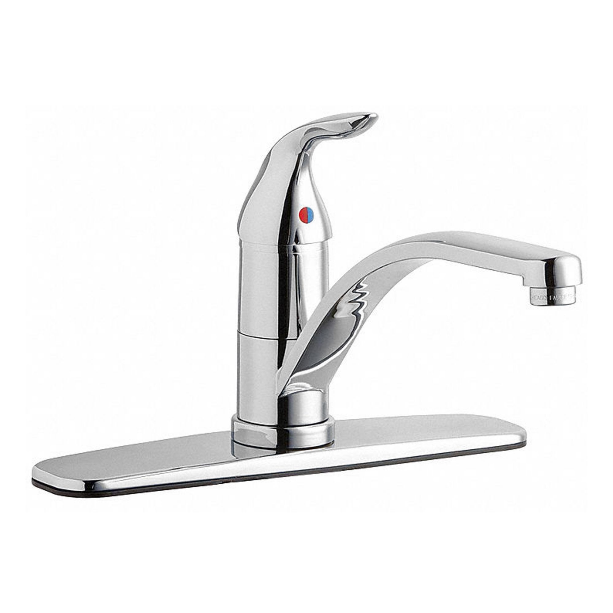 Low Arc Kitchen Faucet: 430, Brass, Single-Post, Deck, 3 Mounting Holes, 1 Handles