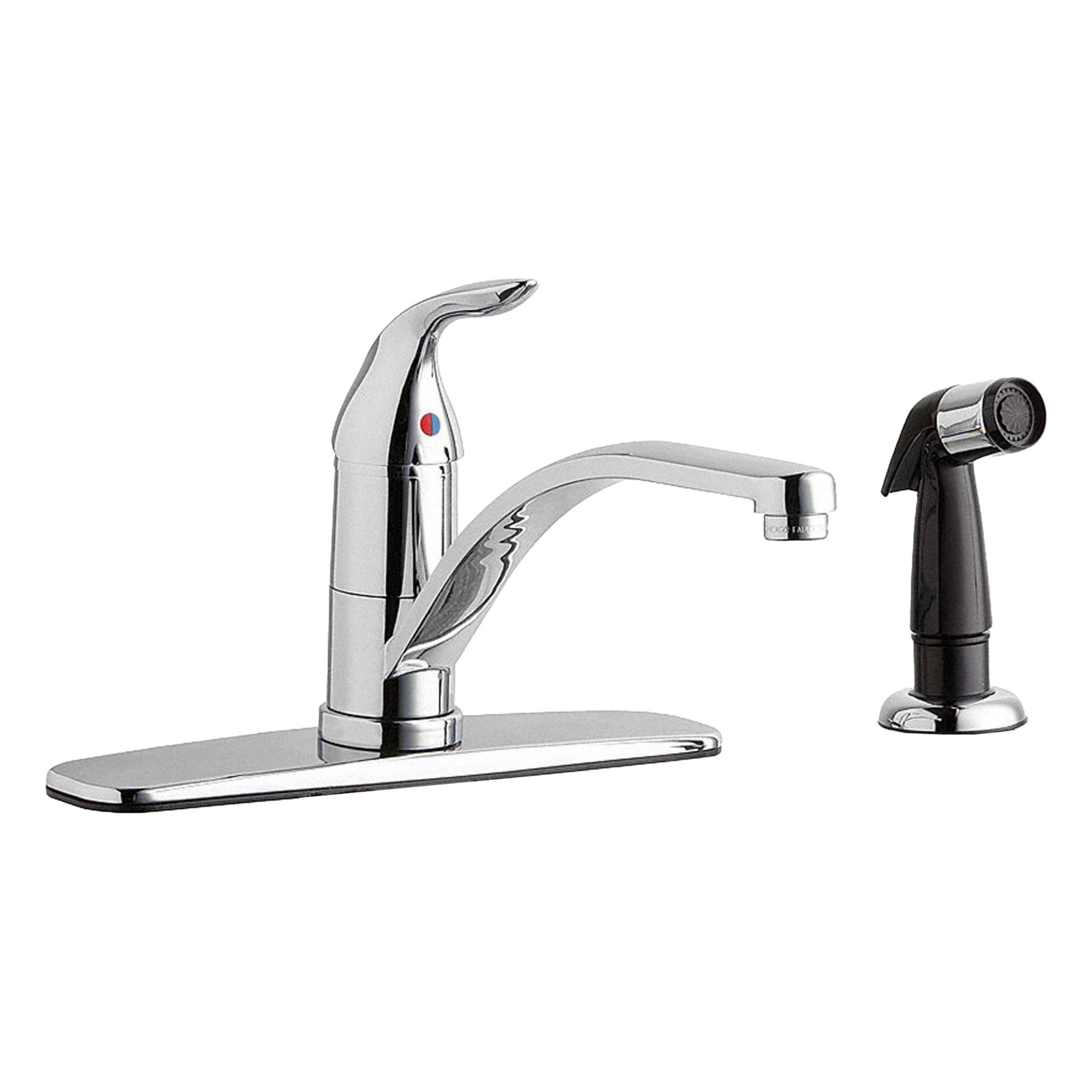 Low Arc Kitchen Faucet: 430, Brass, Single-Post, Deck, 4 Mounting Holes, 1 Handles