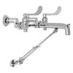 Straight-Spout Dual-Wristblade-Handle Two-Hole Widespread Wall-Mount Service Sink Faucets