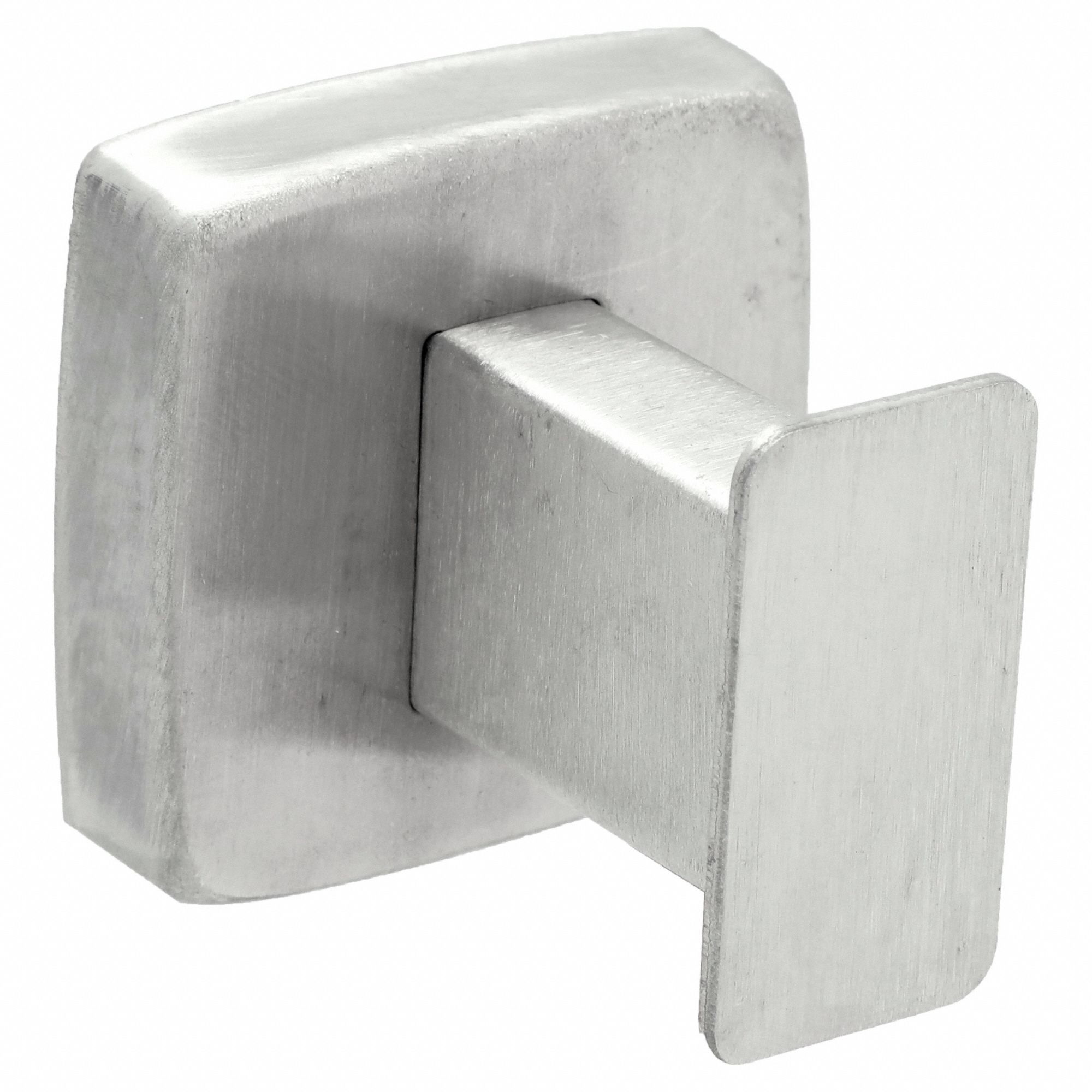Robe Hook: 2 in x 2 in x 2 in, Stainless Steel, Satin, Mounting Screws