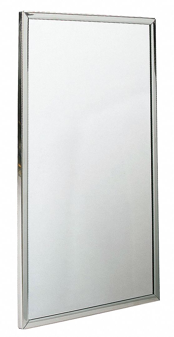 FRAMED MIRROR: RECTANGULAR, 36 IN X 18 IN X ¾ IN, WALL, GLASS, THEFT RESISTANT, WITH FRAME