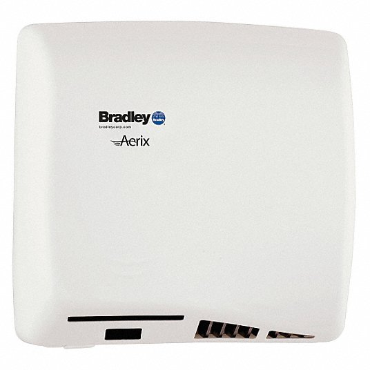 BRADLEY Hand Dryer: Auto, 15 sec Dry Time, Steel, White, ADA Compliant, 64  to 70 dBA, 100 to 240V AC