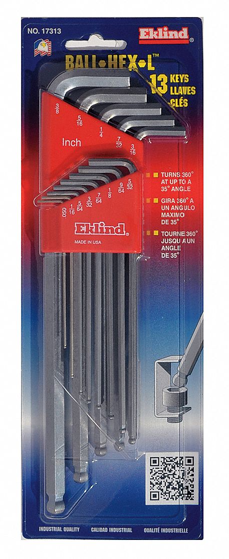 BALL END HEX KEY SET,13 PCS,L SHAPE