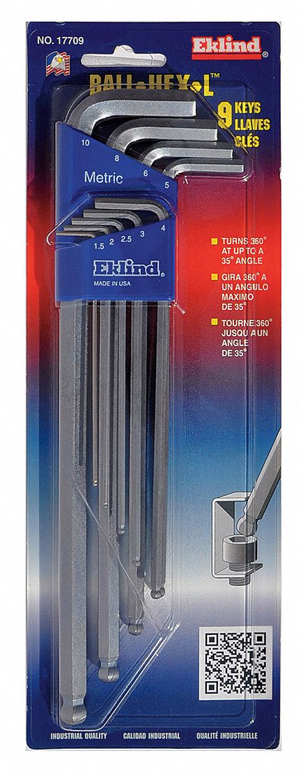 BALL END HEX KEY SET,9 PCS,L SHAPE