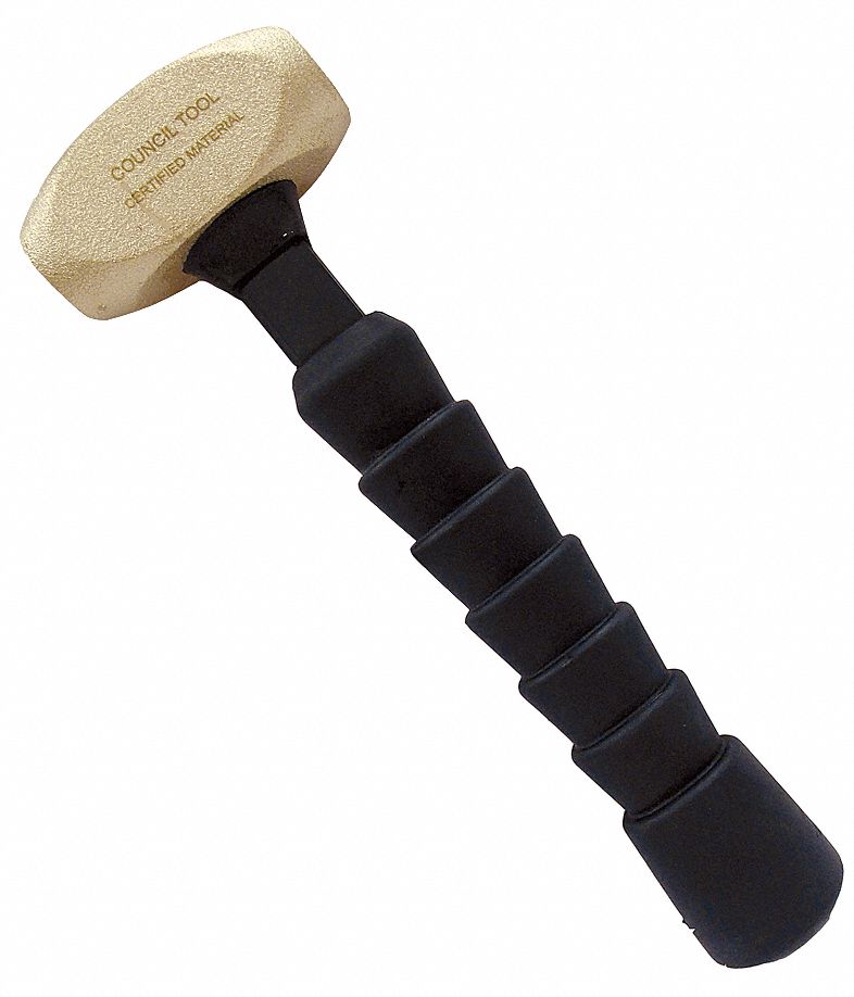 Non-Sparking Engineering Hammer: Fiberglass Handle, 2 1/2 lb Head Wt, 1 1/2 in Dia, 10 in Overall Lg