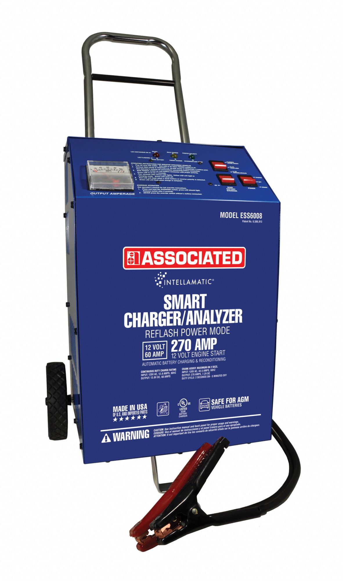 BATTERY CHARGER AND STARTER, BOOSTING/CHARGING/MAINTAINING, AUTOMOTIVE, SMART, 60 A AT 12V